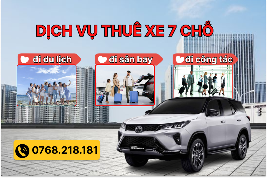 Xe 7 chỗ đi sân bay Nội Bài và ngược lại